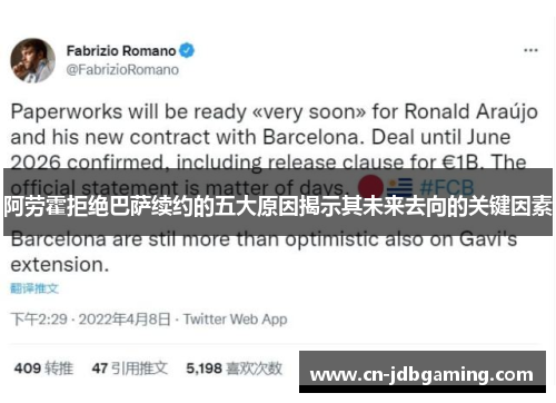 阿劳霍拒绝巴萨续约的五大原因揭示其未来去向的关键因素